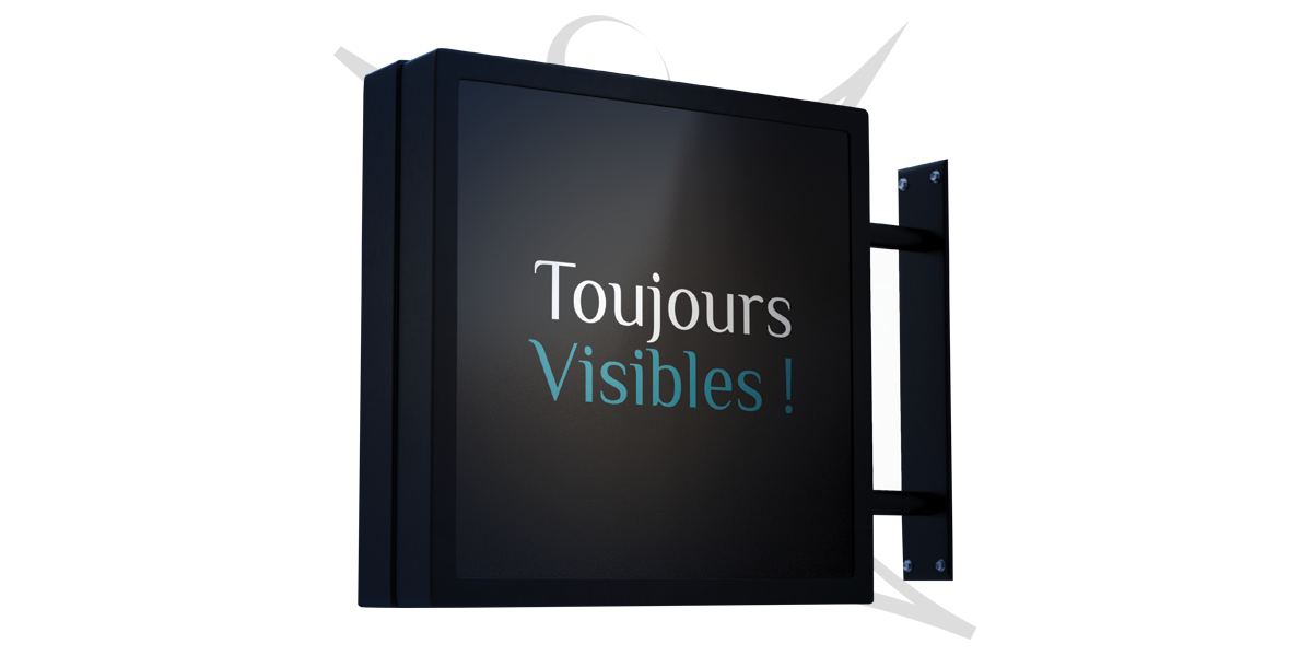 Argument1_Visible_EnseigneLum_Kimva Argument de vente pour les enseignes lumineuses proposés par Kimva (impression, lettrage, graphisme et signalétique à Liège) : Soyez toujours visible (même la nuit)